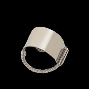 NEW BeBe Silver Cuff Bracelet with Chain Detail